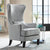 Volvo High Back Wing Chair In Silver Color - Luxe Maple