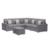 Nollon Linen Fabric Sectional Sofa with Pillows and Storage Ottoman - Luxe Maple