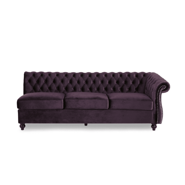 Amberside Suede Tufted Chesterfield Sectional Sofa - Luxe Maple