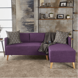 Augusto Mid-century Modern Fabric Chaise Sectional Purple