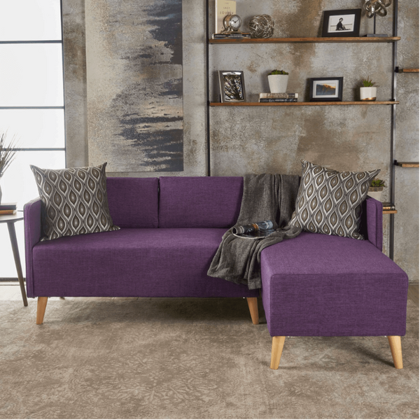 Augustus Mid-century Modern Fabric Chaise Sectional - Luxe Maple