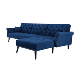 Tufted back Suede Chesterfield Sectional Sofa
