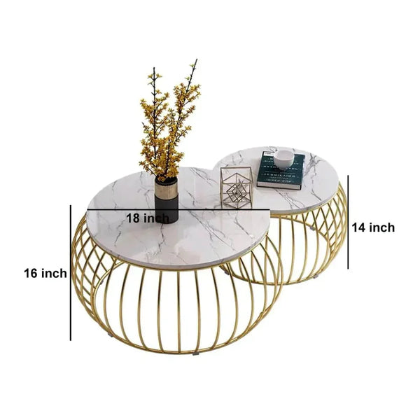 Ketty Golden Nesting Table Set of Two - Center Table.