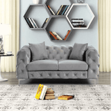 Dollo Chesterfield Suede Tufted Sofa Set 2 Seater Grey