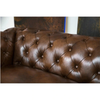 Rolled Arm Back Tufted Chesterfield Sofa in Leatherette - Luxe Maple