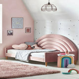 Pink Moon Upholstered Luxury Bed In Suede Queen