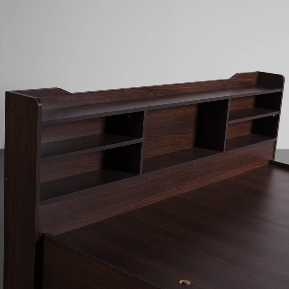 Hollo Wooden Bed With Storage In Brown Color