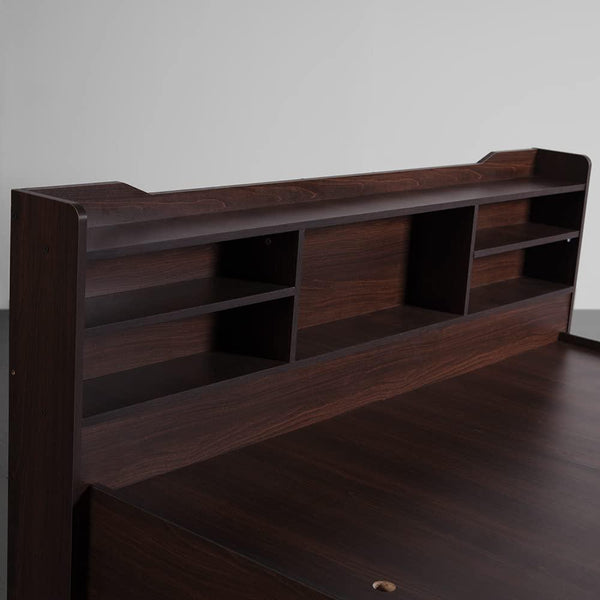 Hollo Wooden Bed With Storage In Brown Color - Luxe Maple