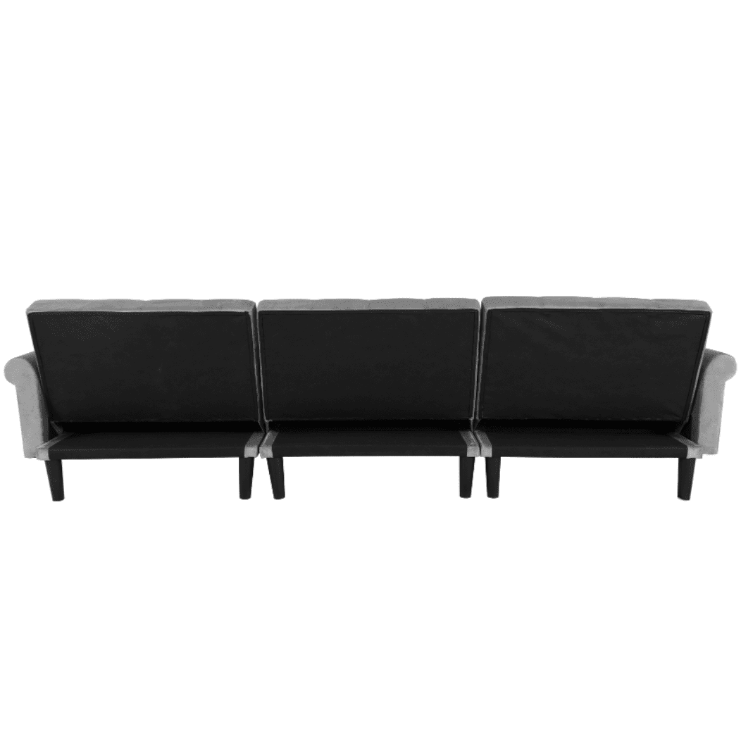 Tufted back Suede Chesterfield Sectional Sofa