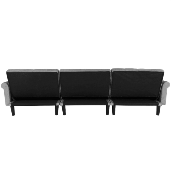 Tufted back Suede Chesterfield Sectional Sofa - Luxe Maple