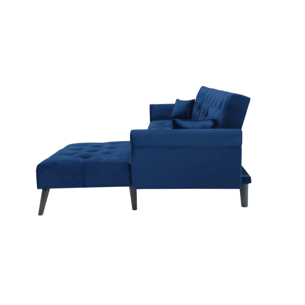 Tufted back Suede Chesterfield Sectional Sofa