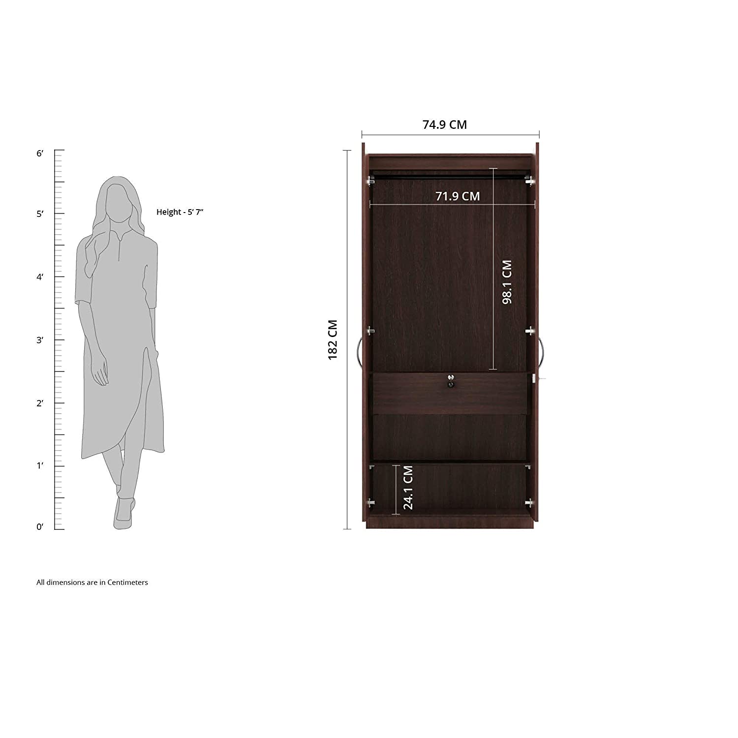 Tuffio Medusa Engineered Wood Wardrobe Wenge Finish