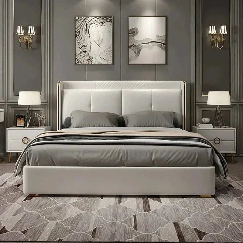 Tony Luxury Upholstered Bed in Leatherette King Pro