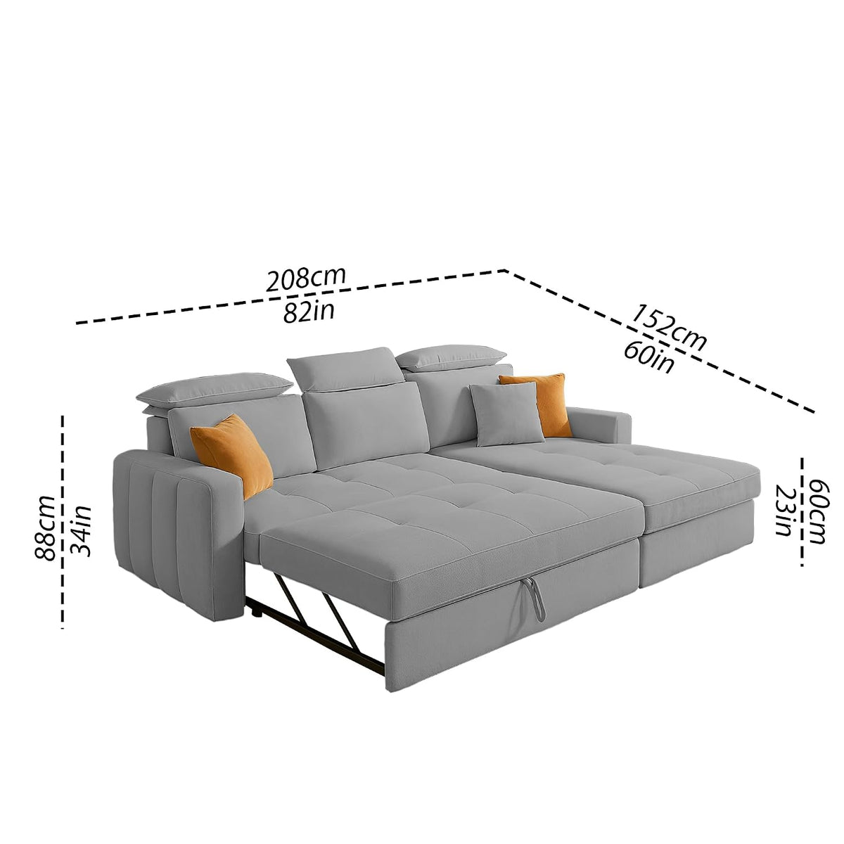 Casa L-Shaped Sectional Sofa Cum Bed