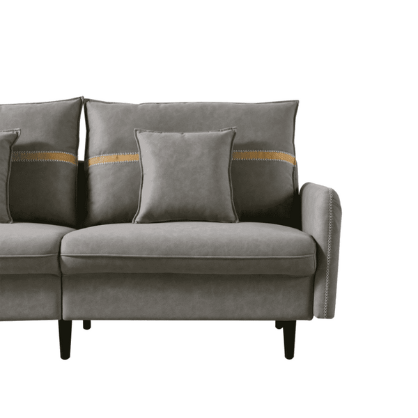 Mexico Straight Line Sofa Set in Grey Color - Luxe Maple