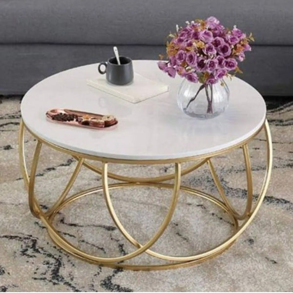 Rolvo Center Table in Gold Finish.