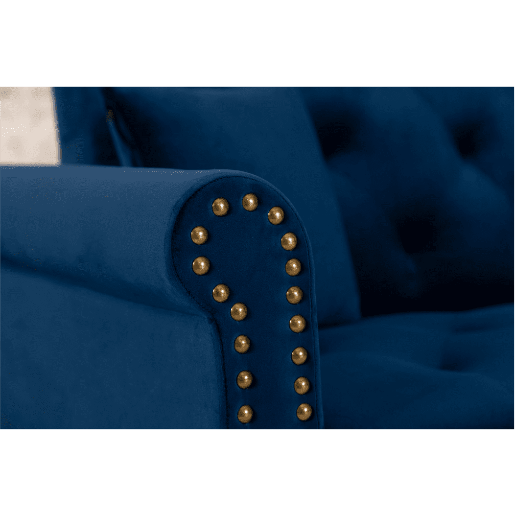 Tufted back Suede Chesterfield Sectional Sofa