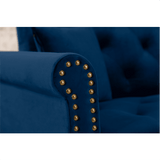 Tufted back Suede Chesterfield Sectional Sofa