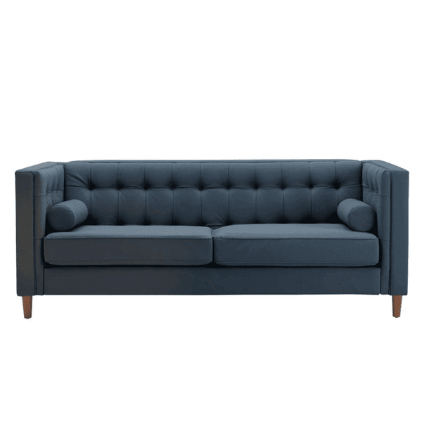 Brew Tuxedo Faux Leatherette Sofa with Accent Pillows - Luxe Maple