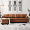 Viatol High Back Couch Mid-century Suede Leather Wood Legs Chaise Sofa - Luxe Maple