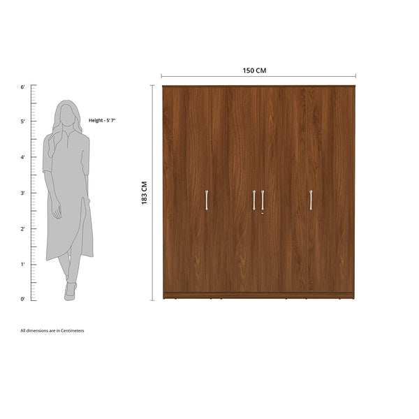 Solimo Medusa Engineered Wood Wardrobe Walnut Finish - Luxe Maple