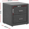 Atris Fabric Bedside Table with 2 Drawers.