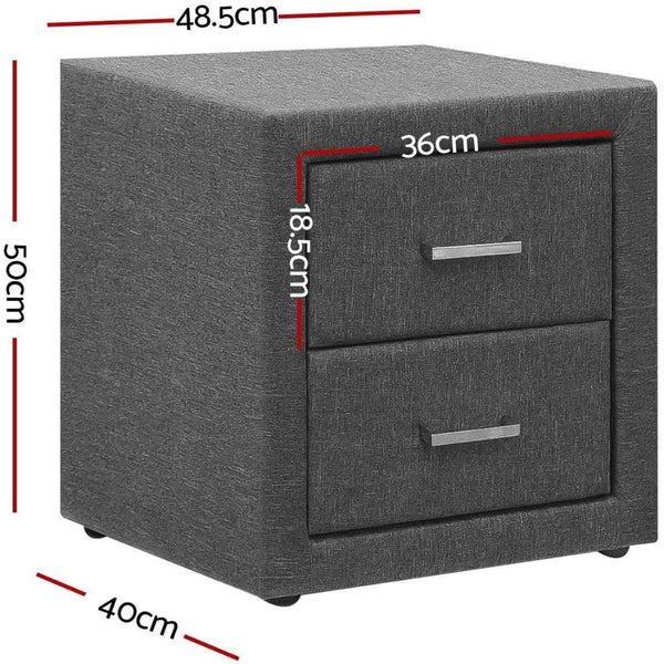 Atris Fabric Bedside Table with 2 Drawers.