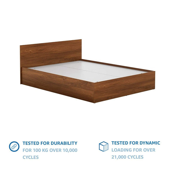 Solimo Wooden Bed in Walnut Colour With Storage - Luxe Maple
