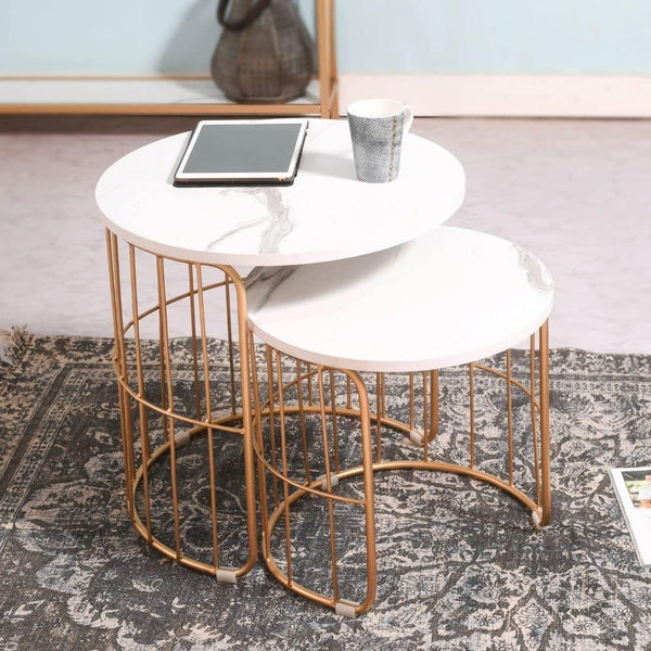 Nature Lover Golden Nesting Table Set of Two - Center Table.