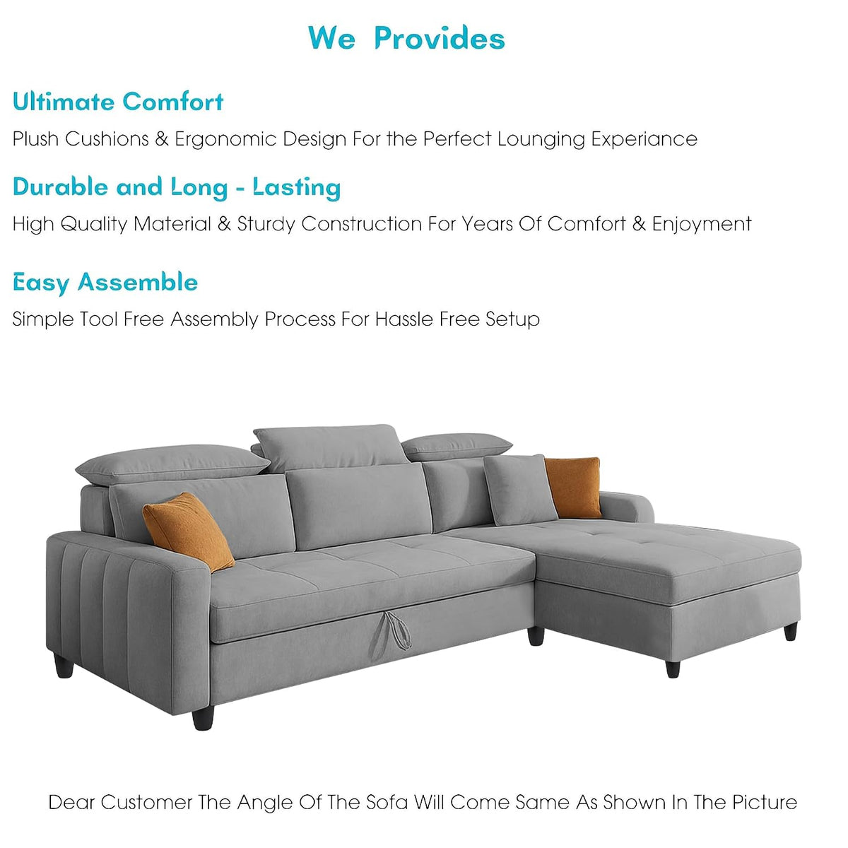 Casa L-Shaped Sectional Sofa Cum Bed