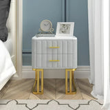 Gello Side Table in 2 Drawers in SS Frame Grey
