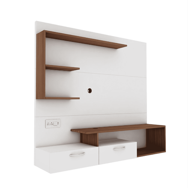 Viny TV Panel- Frosty White- Upto 55 inches TV - Luxe Maple