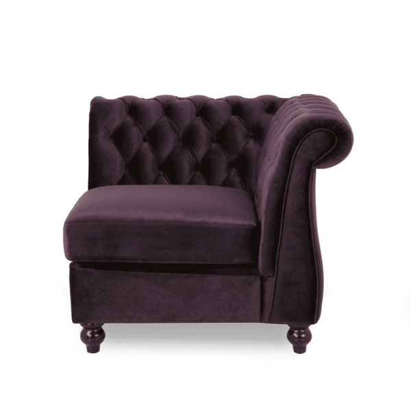 Amberside Suede Tufted Chesterfield Sectional Sofa - Luxe Maple