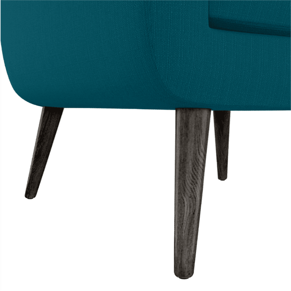 Keflavik Mid-century Peacock Blue Linen Arm Chair - Luxe Maple