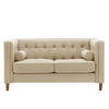 Brew Tuxedo Faux Leatherette Sofa with Accent Pillows - Luxe Maple