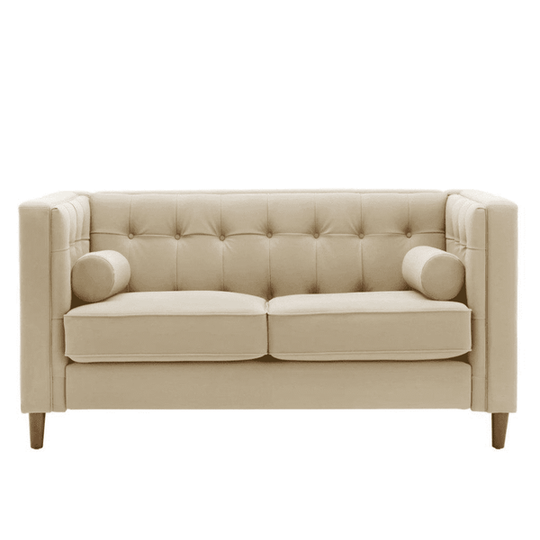 Brew Tuxedo Faux Leatherette Sofa with Accent Pillows - Luxe Maple