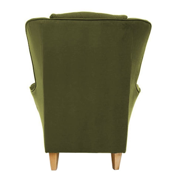 Stuffed Wing Chair in Green Color - Luxe Maple