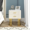 Gello Side Table in 2 Drawers in SS Frame Cream