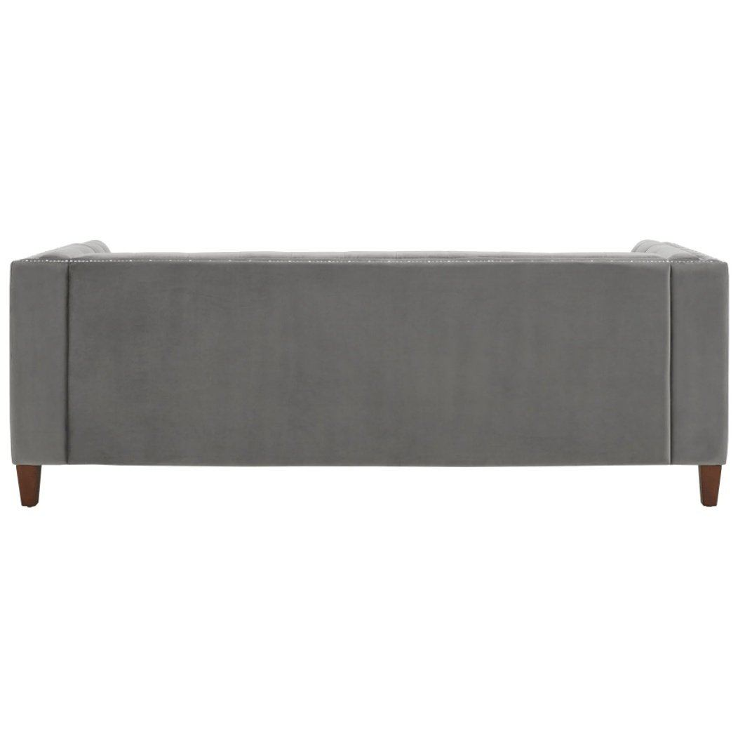 Silver Orchid Jewel-tuft Grey Suede Seating with Nailhead