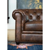 Rolled Arm Back Tufted Chesterfield Sofa in Leatherette