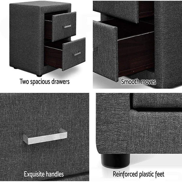 Atris Fabric Bedside Table with 2 Drawers.