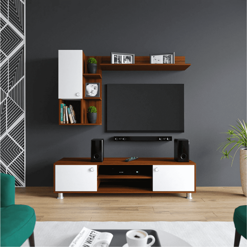 Roxy TV Panel- Upto 42 inches TV Walnut & White