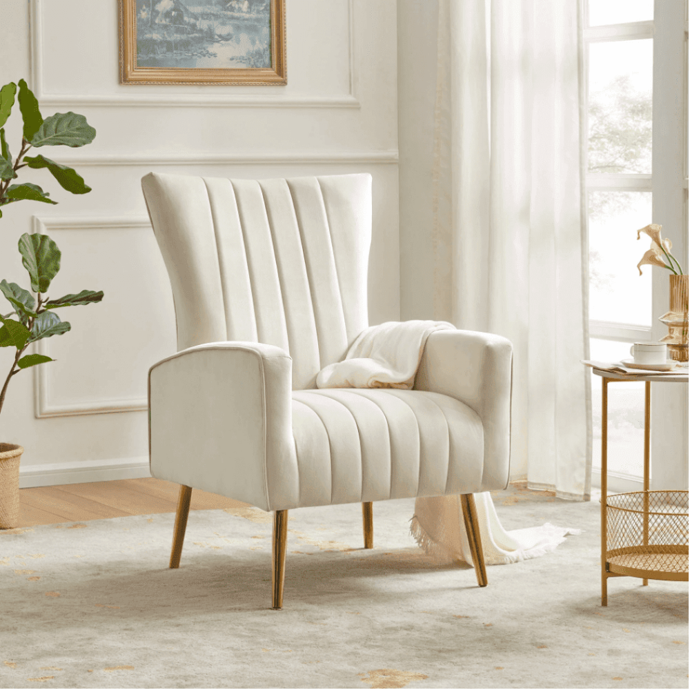 Bells Wing Back Chair Off White