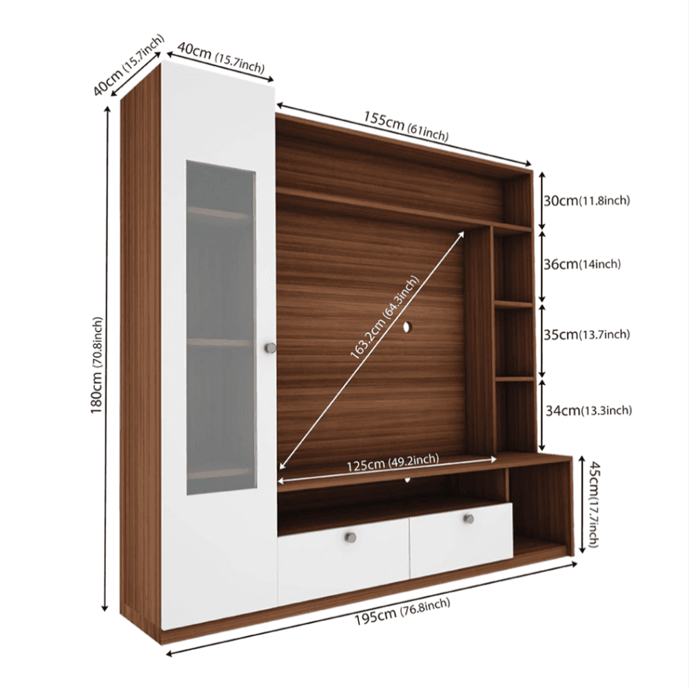 Casa Bonita TV Unit - Walnut - Upto 55 inches TV