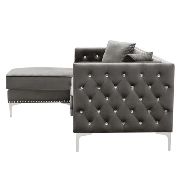 Lotus Grey Chesterfield Sectional Sofa Set - Luxe Maple