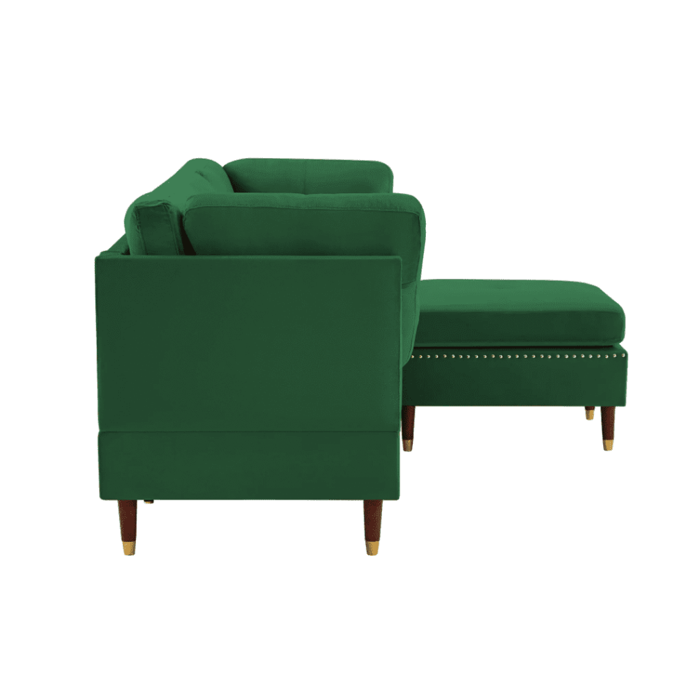 Glossy Sectional Suede Sofa Set With Ottoman