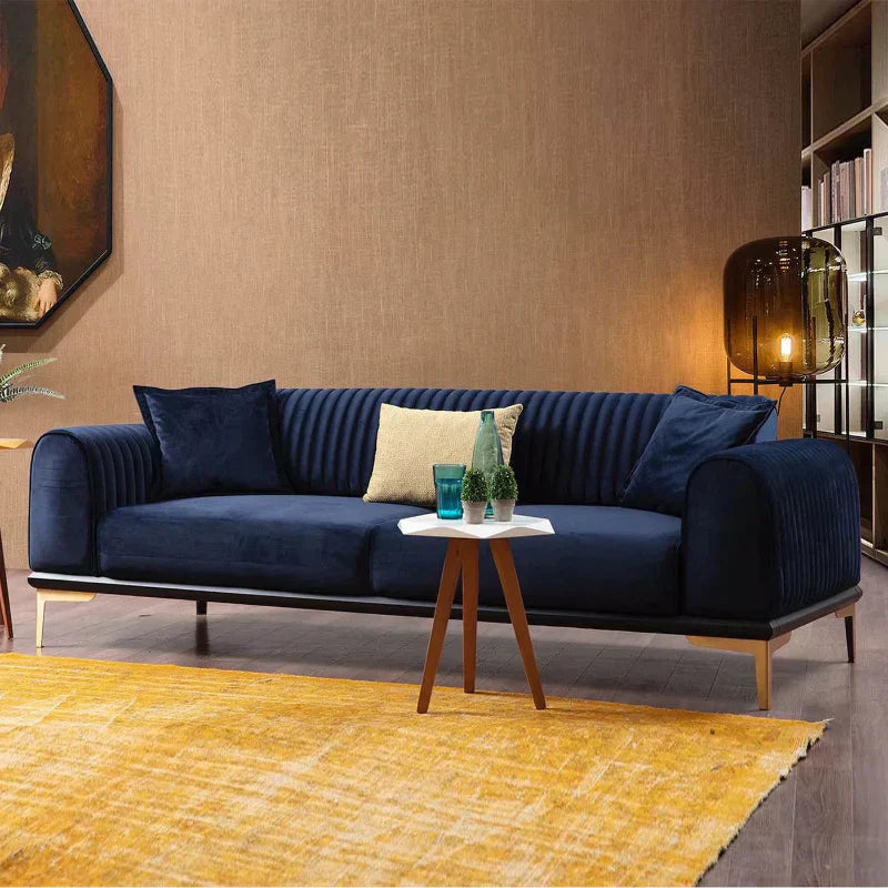 Allure Premium Sofa Set in Suede Blue
