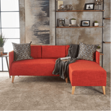 Augusto Mid-century Modern Fabric Chaise Sectional Red