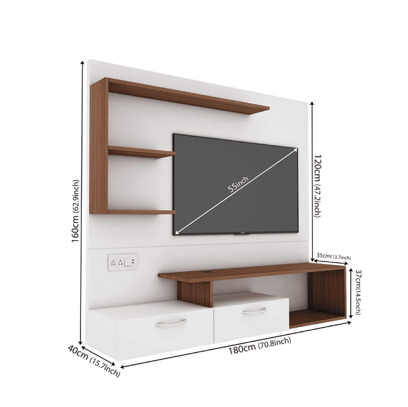 Viny TV Panel- Frosty White- Upto 55 inches TV