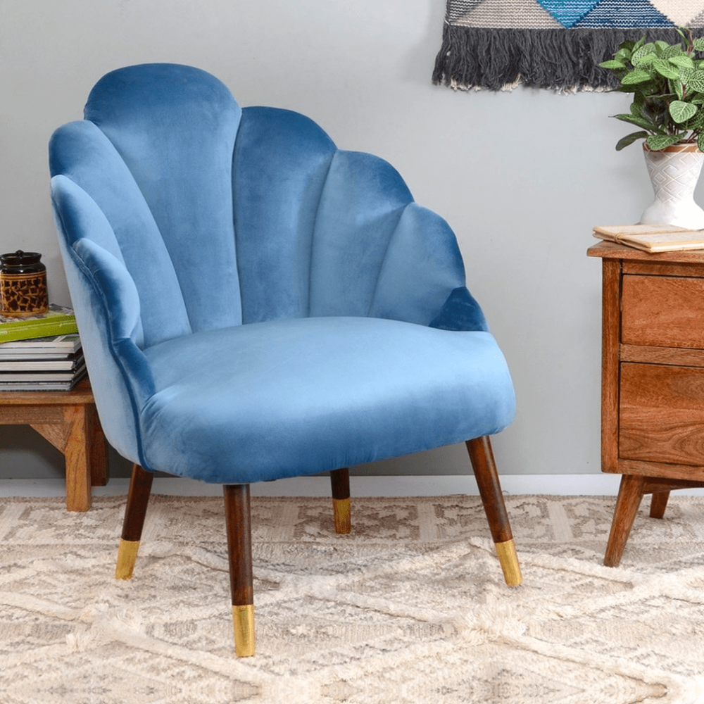Peacock Suede Accent Chair Blue